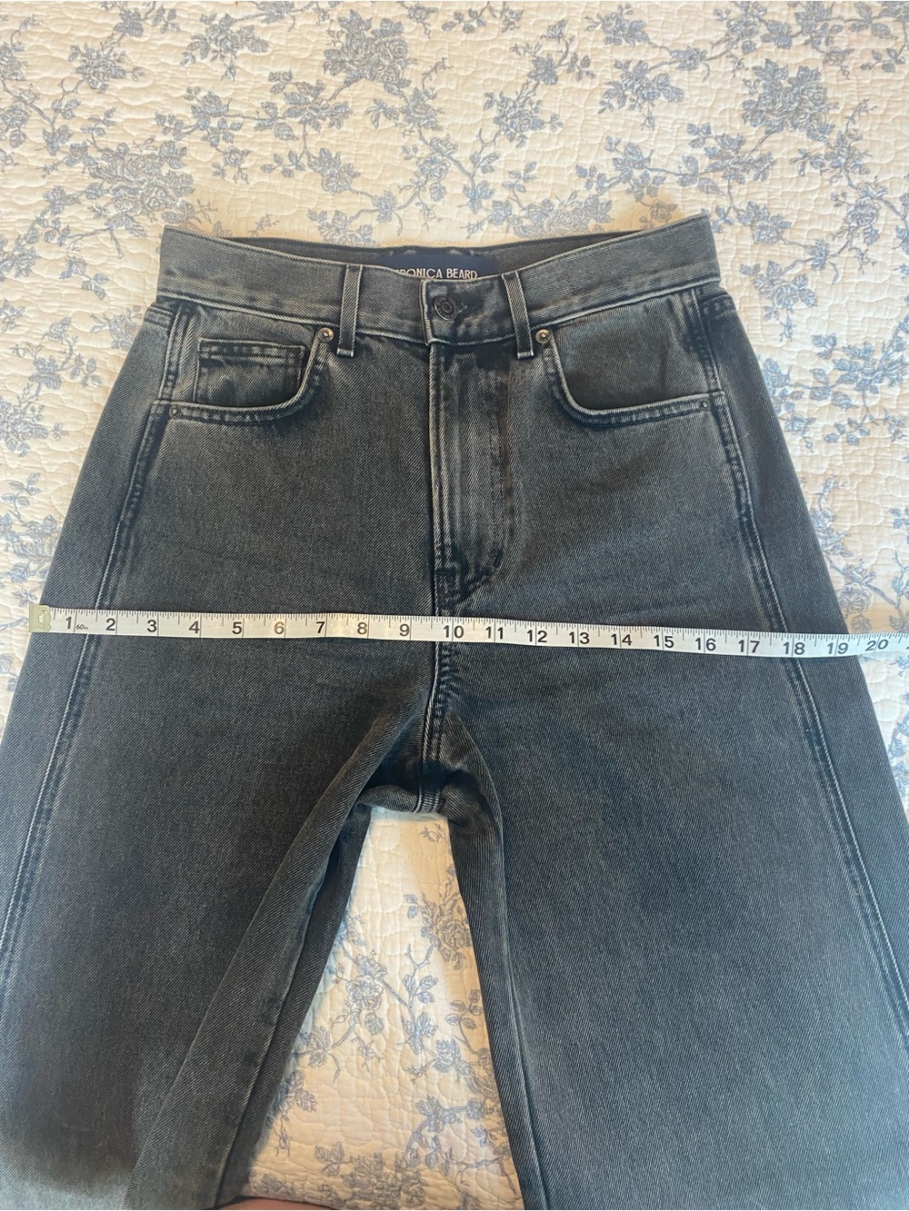Veronica Beard Taylor High Rise Wide Leg Jeans Stone Washed Onyx Cuffed 27 - Picture 7 of 11